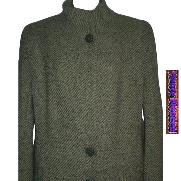 Vintage 80's Saxton Hall Floor Length Virgin Wool Herringbone Dark Academia Coat - Picture 9 of 16